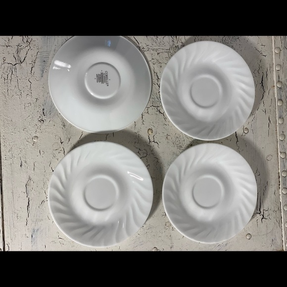 4 Corelle White Swirl Enhancements Saucers - Picture 5 of 7
